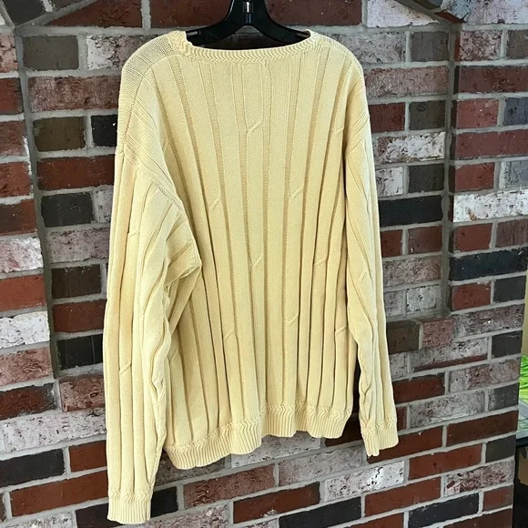 NAUTICA Light Yellow Crewneck 100% Cotton Ribbed Knit Sweater XL NWOT - Picture 10 of 12